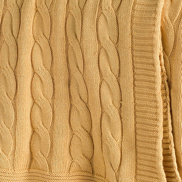 HomeRoots 50" Cozy Light Yellow Cable Knit Cotton Throw Blanket – Versatile, Soft, and Perfect for Any Room! 518765