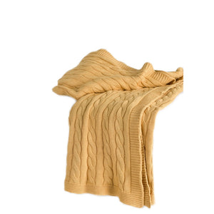 HomeRoots 50" Cozy Light Yellow Cable Knit Cotton Throw Blanket – Versatile, Soft, and Perfect for Any Room! 518765