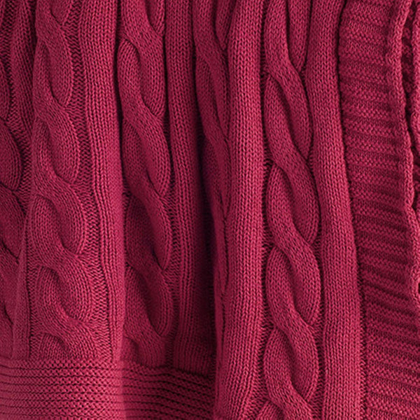 HomeRoots Red Knitted Throw Blanket - 100% Cotton, Cozy Striped Design for Home Décor, Soft & Versatile 50"x50" 518766
