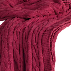 HomeRoots Red Knitted Throw Blanket - 100% Cotton, Cozy Striped Design for Home Décor, Soft & Versatile 50"x50" 518766