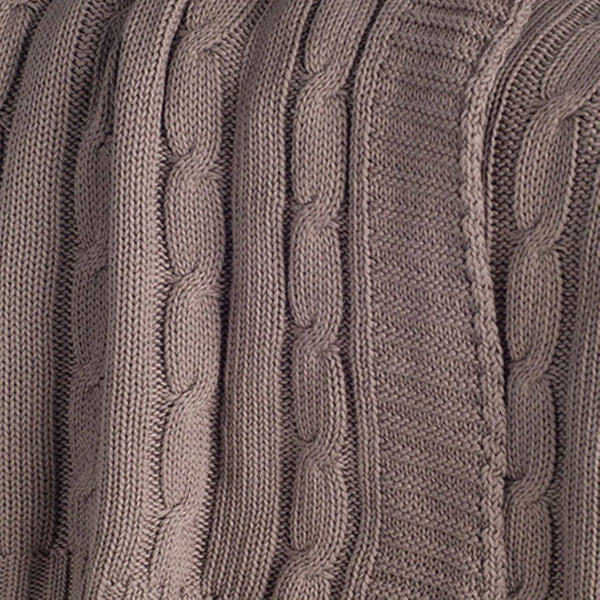 HomeRoots Brown Knitted Cotton Throw Blanket - Cozy, Textured Design for Sofas, Beds, and Modern Decor Accents 518770