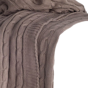 HomeRoots Brown Knitted Cotton Throw Blanket - Cozy, Textured Design for Sofas, Beds, and Modern Decor Accents 518770