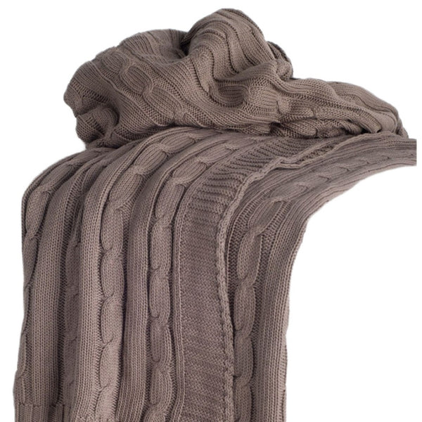 HomeRoots Brown Knitted Cotton Throw Blanket - Cozy, Textured Design for Sofas, Beds, and Modern Decor Accents 518770