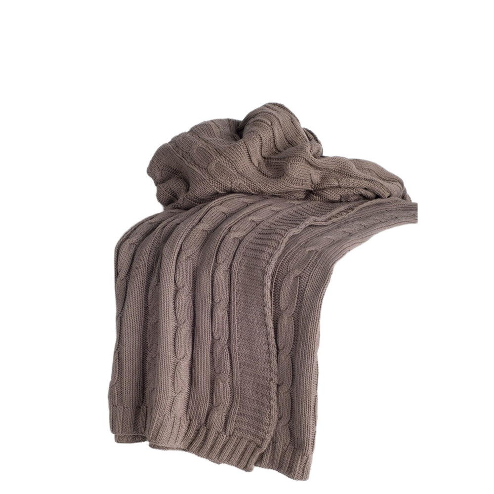 HomeRoots Brown Knitted Cotton Throw Blanket - Cozy, Textured Design for Sofas, Beds, and Modern Decor Accents 518770