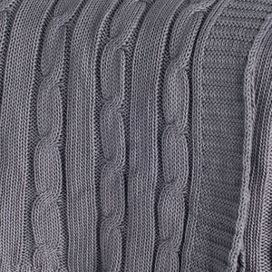 HomeRoots Light Gray Knitted Cotton Throw Blanket – Elegant Cozy Accent for Modern Living Spaces & Comfort 518771
