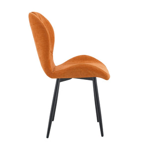 English Elm Set of 4 Olive Fabric Dining Chairs Ergonomic Cushion Black Steel Frame Modern Black+Orange W1151P454882