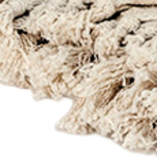 HomeRoots 50" Woven Floral Throw Blanket in Natural Cotton with Tassels – Cozy, Stylish, and Gift-Ready! 518824