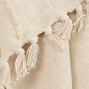 HomeRoots 50" Woven Floral Throw Blanket in Natural Cotton with Tassels – Cozy, Stylish, and Gift-Ready! 518824