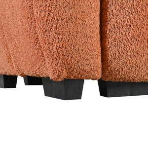 English Elm [video] Boucle Modular L-shaped Sectional with Ottoman Pull-line Cushions Living Room N723S1008G