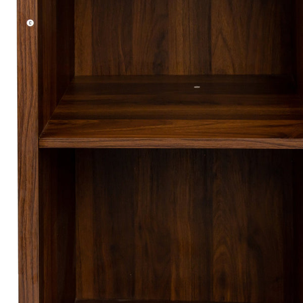 English Elm Brown walnut modular wine bar cabinet with hutch and shelves for dining room storage display W331P282805
