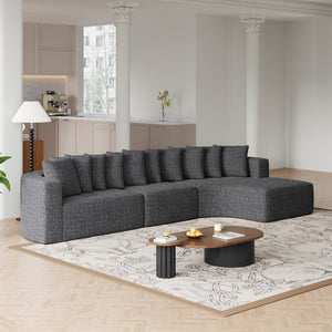 English Elm 131.1-inch Chenille Cloud Sectional with Memory Foam Cushions and 10 Plush Pillows W3505S00015