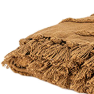 HomeRoots 50" Camel Floral Cotton Woven Throw Blanket - Cozy Style for Home, Perfect Gift for Any Occasion 518834