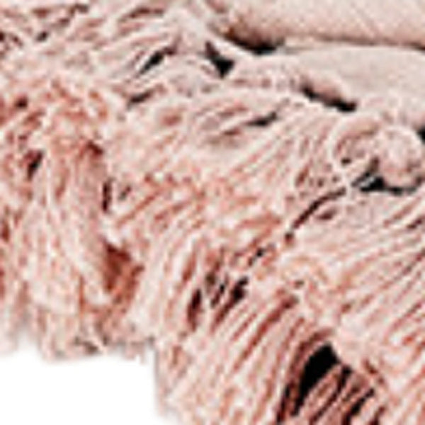 HomeRoots Blush Woven Cotton Floral Throw Blanket - Soft, Stylish Comfort for Your Home Décor and Cozy Moments 518835