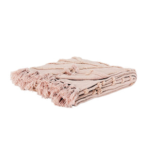 HomeRoots Blush Woven Cotton Floral Throw Blanket - Soft, Stylish Comfort for Your Home Décor and Cozy Moments 518835