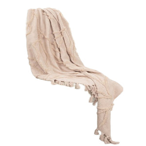 HomeRoots Blush Woven Cotton Floral Throw Blanket - Soft, Stylish Comfort for Your Home Décor and Cozy Moments 518835