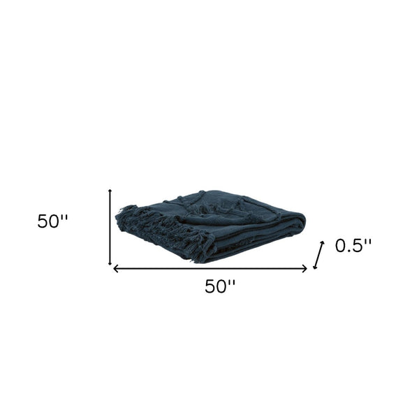 HomeRoots Teal Woven Cotton Throw Blanket - Soft, Textured Floral Design for Cozy Warmth & Stylish Décor 518838