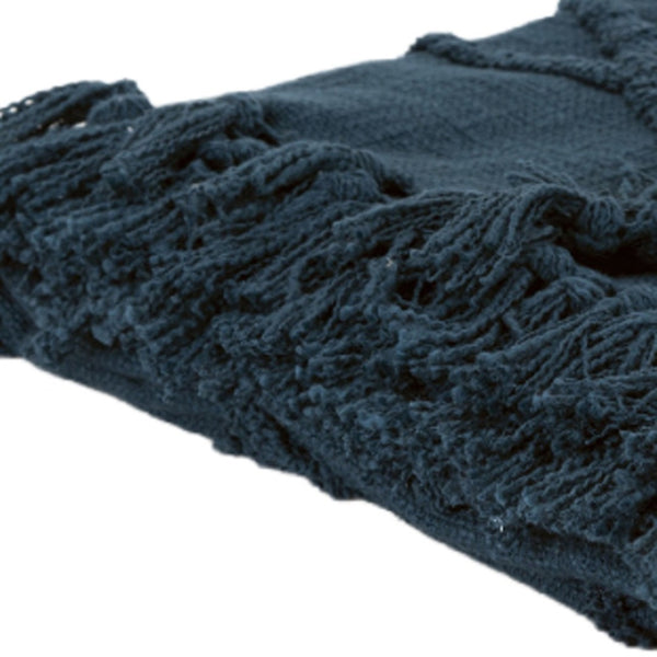 HomeRoots Teal Woven Cotton Throw Blanket - Soft, Textured Floral Design for Cozy Warmth & Stylish Décor 518838