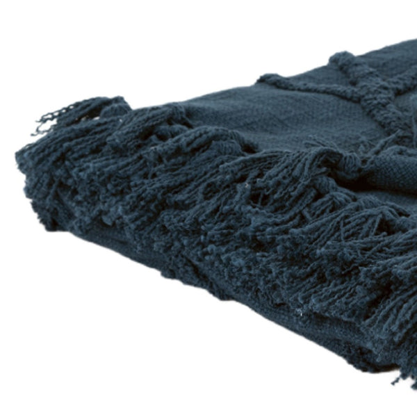 HomeRoots Teal Woven Cotton Throw Blanket - Soft, Textured Floral Design for Cozy Warmth & Stylish Décor 518838