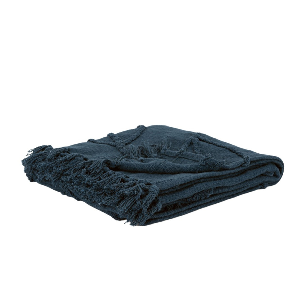 HomeRoots Teal Woven Cotton Throw Blanket - Soft, Textured Floral Design for Cozy Warmth & Stylish Décor 518838