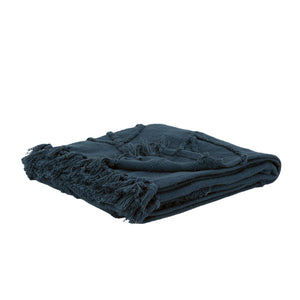 HomeRoots Teal Woven Cotton Throw Blanket - Soft, Textured Floral Design for Cozy Warmth & Stylish Décor 518838