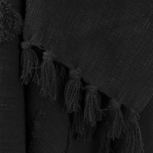 HomeRoots Black Woven Textured Cotton Throw Blanket – Cozy Elegance for Your Home Décor & Movie Nights! 518839