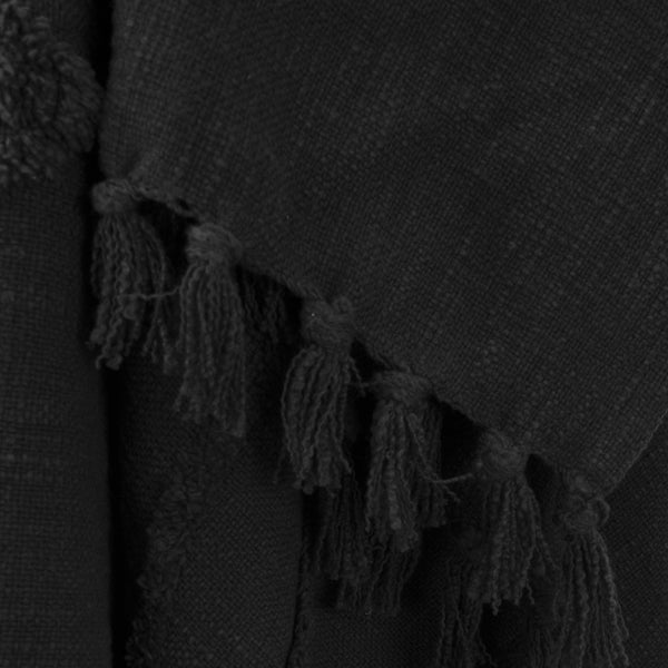 HomeRoots Black Woven Textured Cotton Throw Blanket – Cozy Elegance for Your Home Décor & Movie Nights! 518839