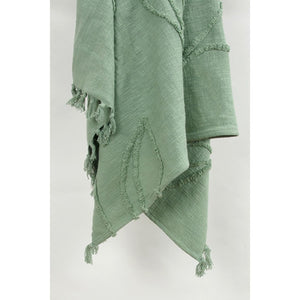 HomeRoots Green Textured Cotton Throw Blanket - Cozy Floral Design for Living Room, Bedroom & Everyday Use 518840