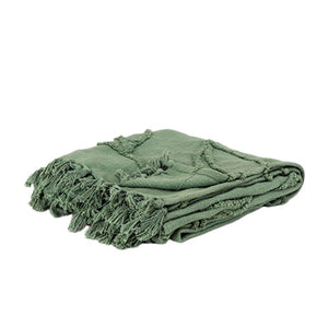 HomeRoots Green Textured Cotton Throw Blanket - Cozy Floral Design for Living Room, Bedroom & Everyday Use 518840