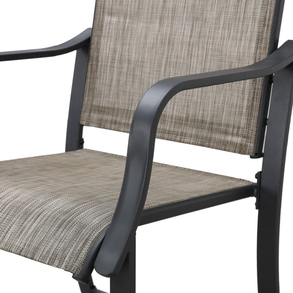 Homeroots Set Of Two Modern 25" Black & Gray Metal Outdoor Counter Height Bar Chairs With Footrest   518853