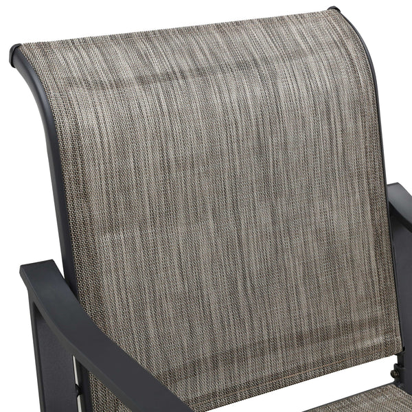 Homeroots Set Of Two Modern 25" Black & Gray Metal Outdoor Counter Height Bar Chairs With Footrest   518853