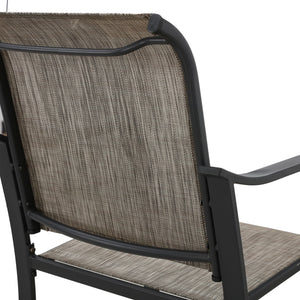 Homeroots Set Of Two Modern 25" Black & Gray Metal Outdoor Counter Height Bar Chairs With Footrest   518853