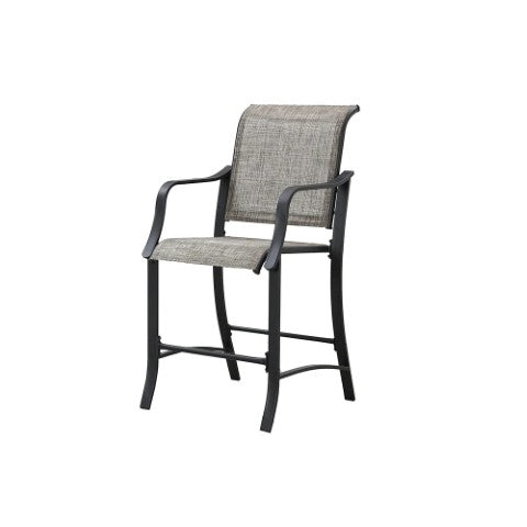 Homeroots Set Of Two Modern 25" Black & Gray Metal Outdoor Counter Height Bar Chairs With Footrest   518853