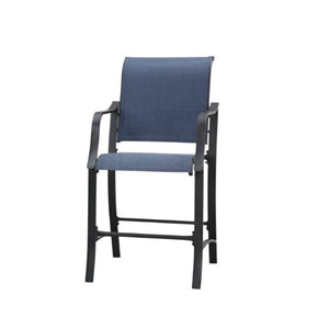 Homeroots Set Of Two Stylish 25" Black And Blue Metal Outdoor Bar Chairs With Footrest For Trendy Spaces   518854