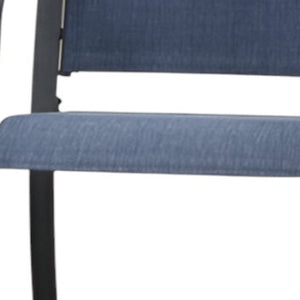 Homeroots Set Of Two Stylish 25" Black And Blue Metal Outdoor Bar Chairs With Footrest For Trendy Spaces   518854