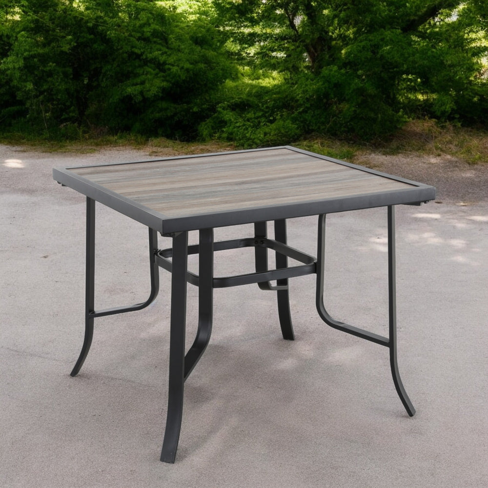 Homeroots 35" Brown And Black Square Metal Outdoor Dining Table  Metal 518858