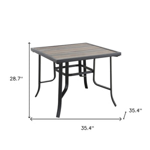 Homeroots 35" Brown And Black Square Metal Outdoor Dining Table  Metal 518858