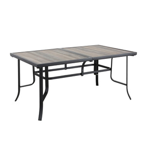 Homeroots 63" Brown And Black Metal Outdoor Dining Table  Metal 518859