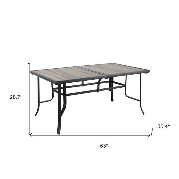 Homeroots 63" Brown And Black Metal Outdoor Dining Table  Metal 518859