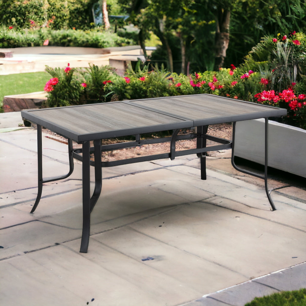 Homeroots 63" Brown And Black Metal Outdoor Dining Table  Metal 518859