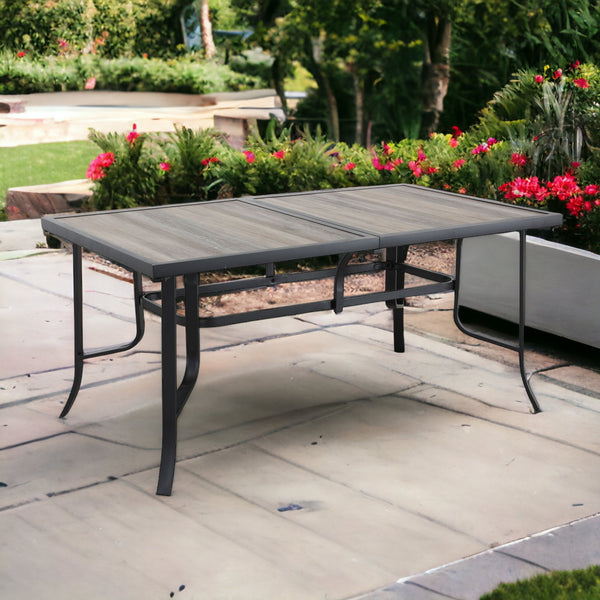 Homeroots 63" Brown And Black Metal Outdoor Dining Table  Metal 518859