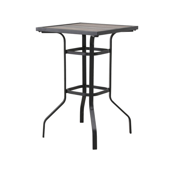 Homeroots 25" Brown And Black Square Metal Outdoor Bistro Table  Metal 518860