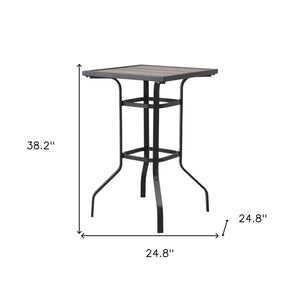 Homeroots 25" Brown And Black Square Metal Outdoor Bistro Table  Metal 518860