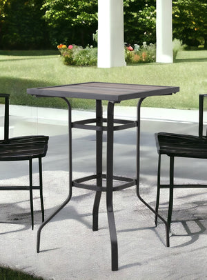Homeroots 25" Brown And Black Square Metal Outdoor Bistro Table  Metal 518860