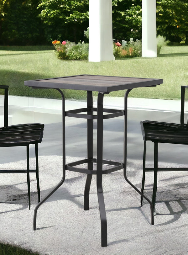 Homeroots 25" Brown And Black Square Metal Outdoor Bistro Table  Metal 518860