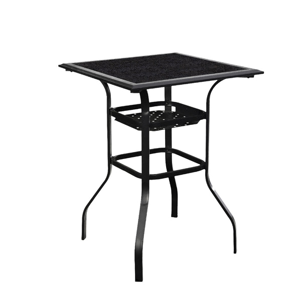 Homeroots 28" Black Square Glass Outdoor Bistro Table  Metal 518862