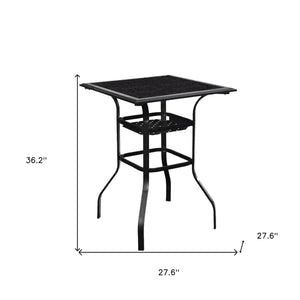 Homeroots 28" Black Square Glass Outdoor Bistro Table  Metal 518862