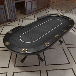 English Elm 96" Oval Casino Poker Table Seats 10 with Speed Cloth Felt Vinyl Armrest Cup Holders Black W2748S00023
