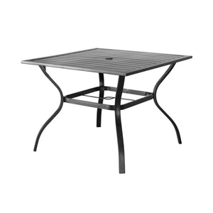 Homeroots 37" Black Square Metal Outdoor Dining Table With Umbrella Hole  Metal 518900