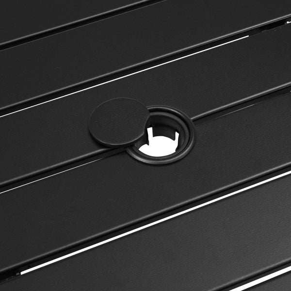 Homeroots 37" Black Square Metal Outdoor Dining Table With Umbrella Hole  Metal 518900