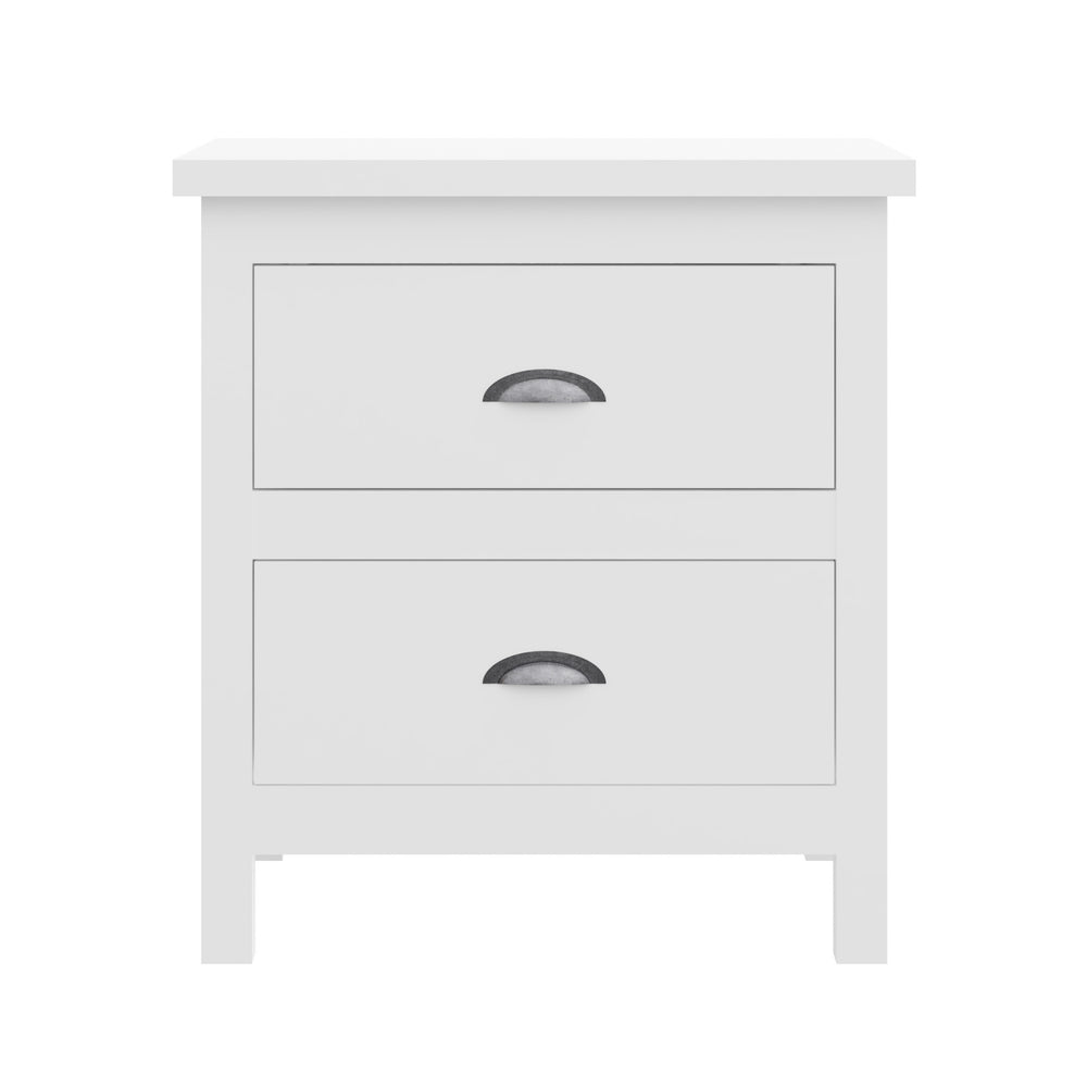 Homeroots 20" White Two Drawer Nightstand With Solid Wood Top   518913